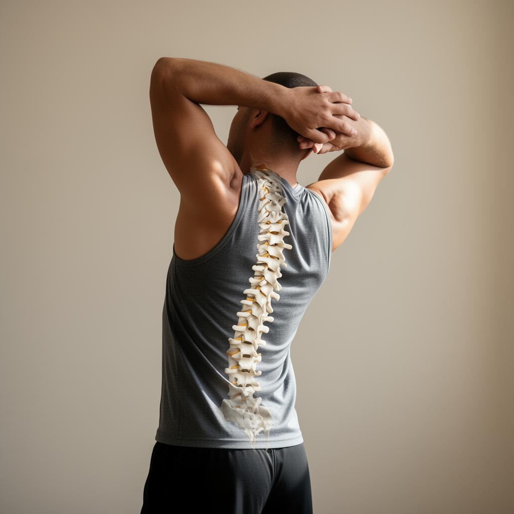 Man stretching his back representing spinal recovery and pain relief