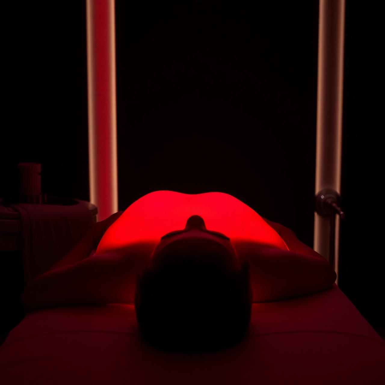 Person using red light therapy